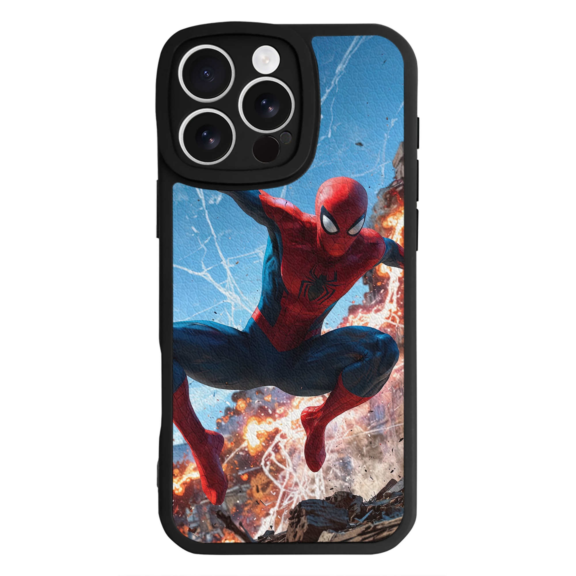 Spider Man スパイダーマン 【iPhone 16シリーズ対応】シリコンスマホケース（レザー調） 材質：シリコン